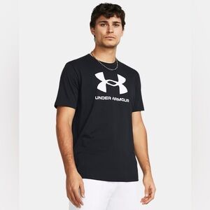 UNDER ARMOUR NWT Logo Short Sleeve T-Shirt, Black/White, Size Small
